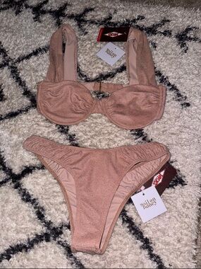 Dusty Rose Textured Bikini Set